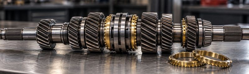 Koła zębate i synchronizatory manualnej skrzyni biegów – zdjęcie poglądowe